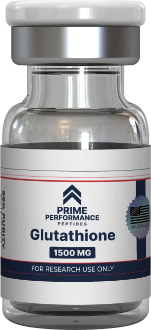 Vial of glutathione – powerful antioxidant supporting detoxification, immune health, and cellular protection.