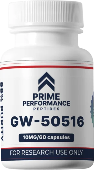 Vial of GW-501516 – research compound studied for PPAR-delta activation and metabolic regulation.